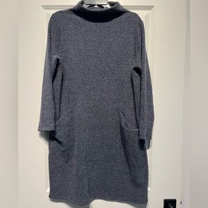 CLARA SUNWOO Textured Navy Knit Sweater Dress
